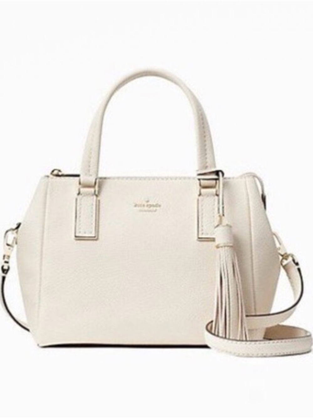 KATE SPADE NAOMI CREM LEATHER SATCHEL WITH TASSEL